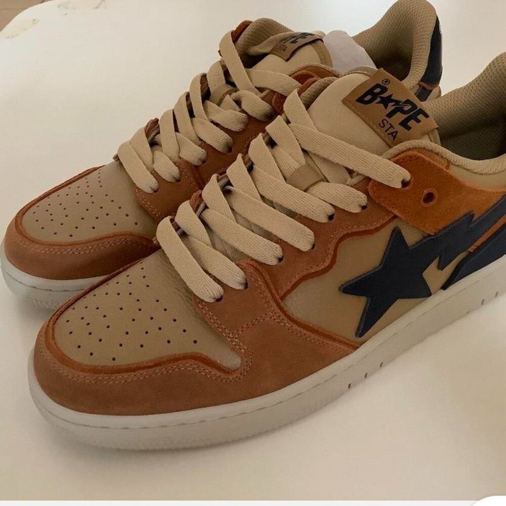 BAPE Men's Brown and Tan Trainers